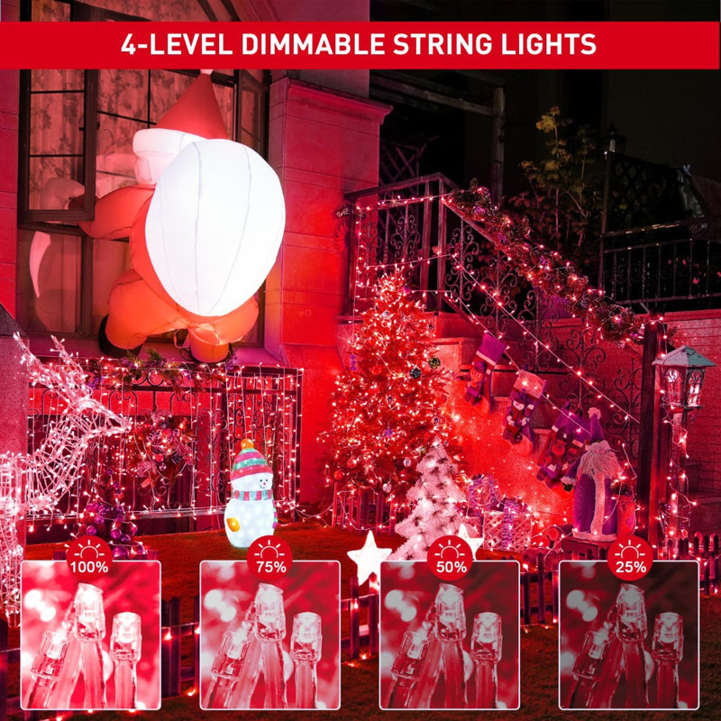 Red led outdoor string lights discount